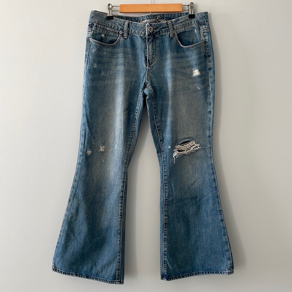 American Eagle Outfitters Real Flare Distressed Jeans